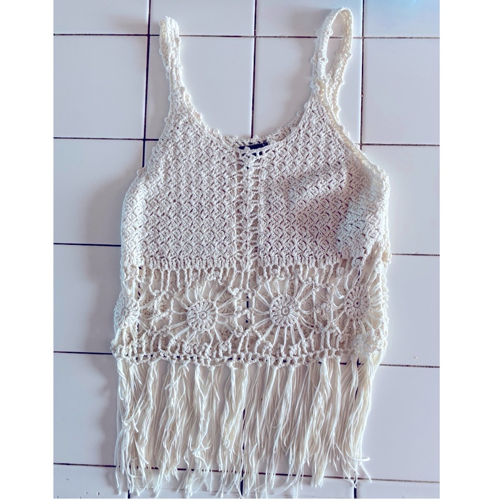 Forever 21 Crochet Tassel Top